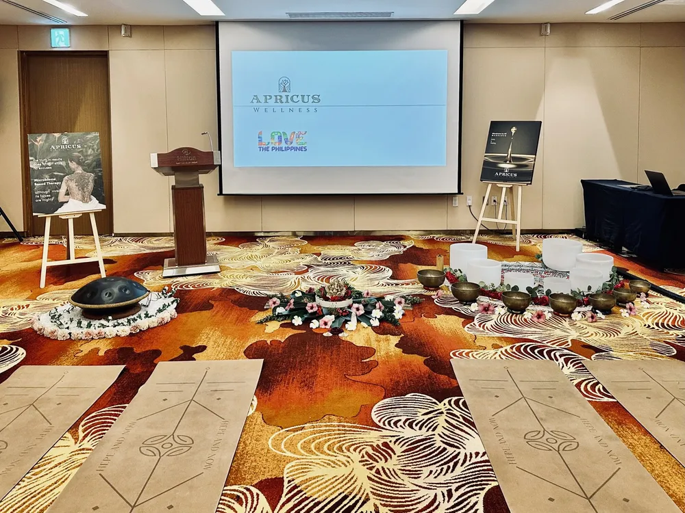 A company wellness session in a function room